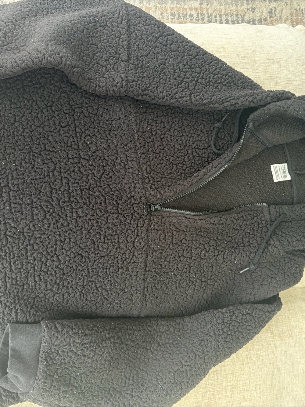 PINK Victoria's Secret Black Sherpa Zip Jacket